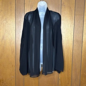Alex Evenings Open Front Jacket XL Black Sheer Chiffon Elegant Cocktail Formal - Picture 1 of 12