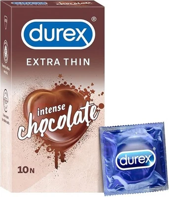 Durex Extra Thin Intense Chocolate Flavoured Condoms for Men - 10s - Image 1 of 4