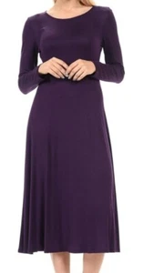 iconic luxe Women's Long Sleeve A-Line Fit and Flare Midi Dress Formal Casual XL - Picture 1 of 4