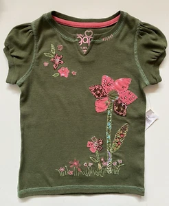Gap Kids Graphic Shirt Top Short Sleeve Flower Applique Green Girl's Size 4 NWT - Picture 1 of 3