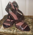 New Zara Brown Patent Leather Buckle Closure 4" Heel Women's Shoes