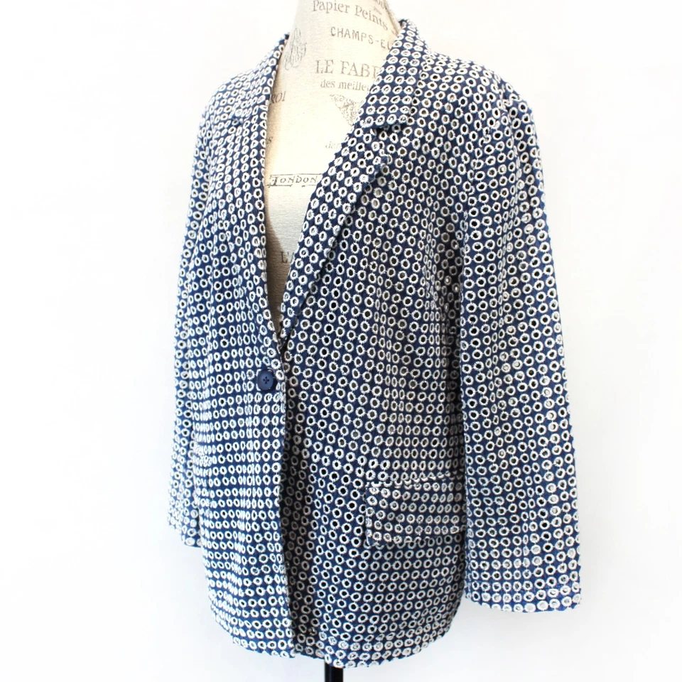 Chaqueta Blazer Chico para Mujer 100% Algodón Bolsillo Bordado Lunares Talla 3 Foto 1 de 4