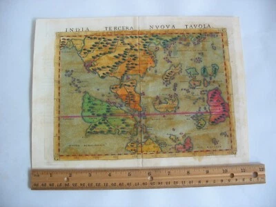 MAPA ANTIGUO INDIA TERCERA 1561 RUSCELLI/PTOLEMEO SIGLO XVI coloreado a mano Foto 1 de 3