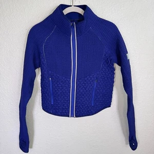 Free People Smock Show Jacket Womens Small Run Packable Smocked Zip Up Blue NEW - Picture 1 of 13