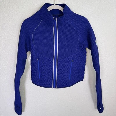 Free People Smock Show Jacket Womens Small Run Packable Smocked Zip Up Blue NEW - Image 1 of 4