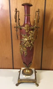 Antike 1875 französische vergoldete patinierte Bronze Garnitur appliziert floral verziert Urne - Bild 1 von 24