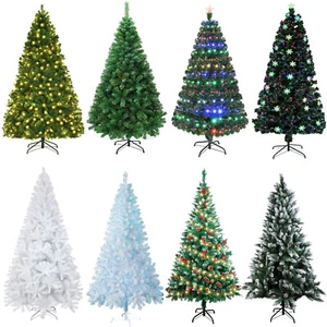 4/5/6/7FT Christmas Tree Pre Lit with LED Lights Traditional Bushy Xmas Decor US - Picture 1 of 33