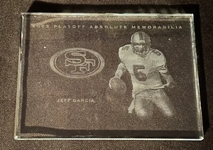 Jeff Garcia QB NFL 2003 Playoff Absolute Memorabilia vidrio grabado 5" x 7" - Imagen 1 de 2