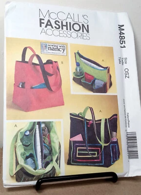 Mccalls 4851 Fashion Accessories Sewing Pattern Totes Detachable Organizer Bag - Image 1 of 3