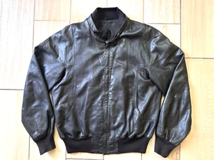 Mens BALLY Switzerland Black Leather Bomber Zip Jacket Made In Italy 42 Large - Picture 1 of 13