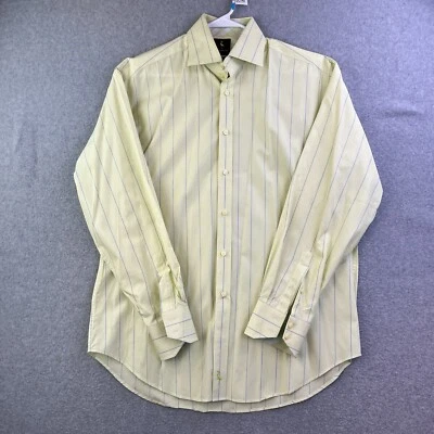 Camisa social masculina Tailorbyrd listrada amarela grande manga longa botão para cima adulto - Imagem 1 de 4