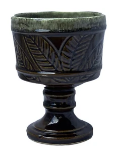 Hull Green F63 Green Leaf Beautiful Pedestal Planter 6.5” High - Picture 1 of 2