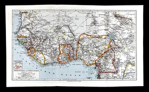 1900 Meyers Map Guinea Sudan Cameroon Benin Liberia Gold Slave Coast Africa - Picture 1 of 5