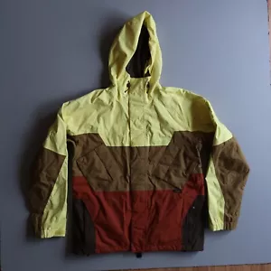 Burton Snowboarding Quattro Jacket Mens Medium Brown Yellow Colorblock Shell - Picture 1 of 10
