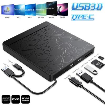 External USB / Type C CD DVD  Drive CD Player Disc Reader for Windows Mac OS UK - Image 1 of 4