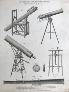 1817 Antique Print; Astronomical Instruments from The Cyclopaedia of Arts etc - Picture 1 of 2