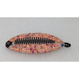 Vintage Floral Banana Hair Clip 5 3/8" x 2 1/2" Orange Peach - Picture 1 of 3