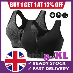 Front Zip Sport Bras with Removable Pads for Women Running Shirt Yoga Tank Top - Picture 1 of 16