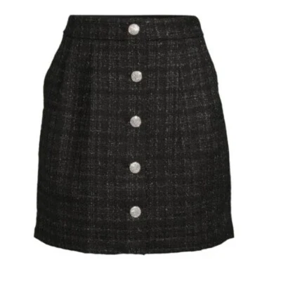 KARL LAGERFELD PARIS Metallic Tweed Mini Skirt, Size 12 - Image 1 of 4