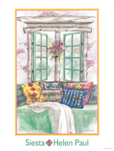 Helen Paul Southwestern Kunst offenes Fenster Siesta 20 x 26 Zoll - Bild 1 von 2