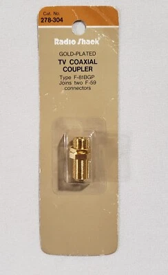 Radio Shack Gold-plated TV Coaxial Coupler Type F-81BGP, #278-304 - Image 1 of 3