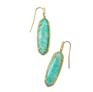 Kendra Scott Eleanor 14K Gold Over Brass Amazonite Small Drop Earrings Turquoise - Picture 1 of 6