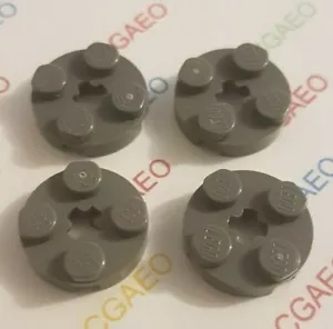 4 x Lego 4032 Plate, Round 2 x 2 with Axle Hole - Dark Bluish Gray - Imagen 1 de 1
