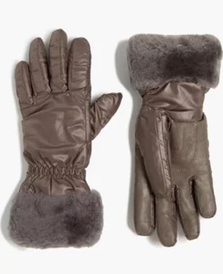 UGG Fontanne Smart Genuine Shearling Trim Gloves in Stormy Grey Size S/M - Picture 1 of 3