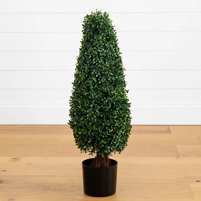 3’ Artificial Boxwood Tower Topiary Tree Decor UV (Indoor/Outdoor). Retail $153 - Image 1 of 3