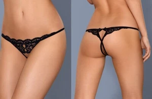 OBSESSIVE OUVERT STRING crotchless slip schwarz tanga spitze offen reizwäsche - Bild 1 von 6