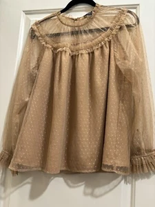 Blusa para mujer J.Crew pequeña beige manga larga con puntos - Imagen 1 de 8