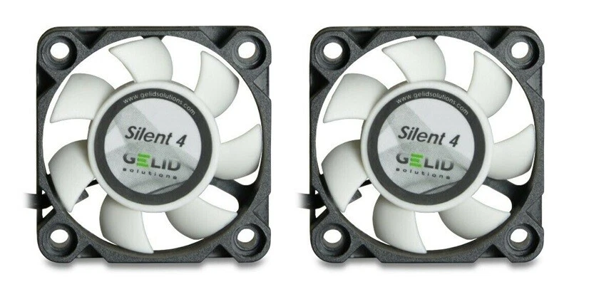 2 x Gelid Solutions Silent 4 PC Fans 4cm 40mm 4200RPM Quiet 24Hr RM Del x 2 Pack - Image 1 of 4