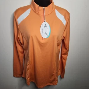 Greg Norman 1/4 Zip Pullover Orange Womens MED SPF 50 Sun PlayDry NWT - Bild 1 von 5
