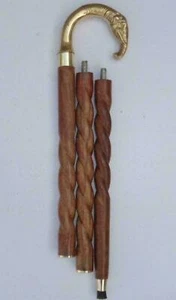 Antique Walking Cane Wood Vintage Brass Walking Stick Knob Handle Gift Men/Women - Picture 1 of 5