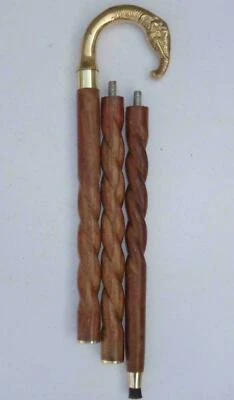 Antique Walking Cane Wood Vintage Brass Walking Stick Knob Handle Gift Men/Women - Image 1 of 4