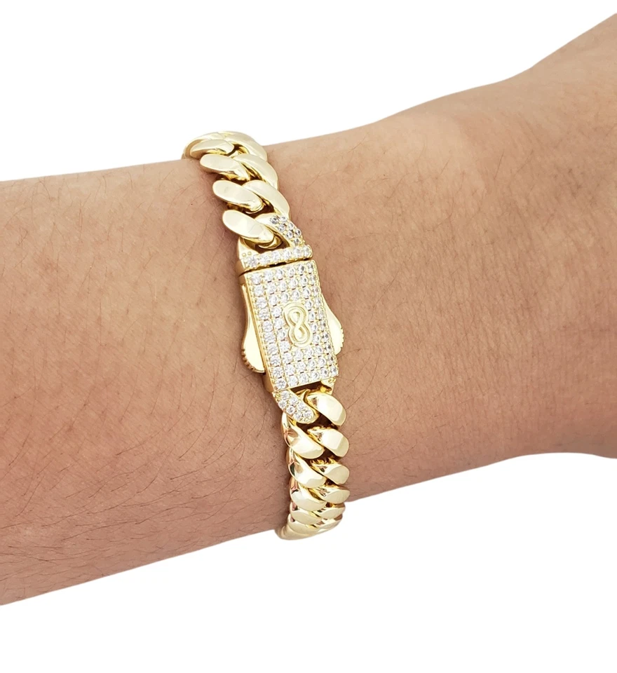 Pulseira cubana folheada a ouro 14K masculina feminina - Imagem 1 de 2