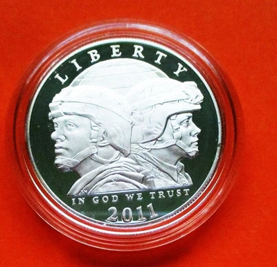 2010-P U.S. ARMY COMMEMORATIVE PROOF SILVER DOLLAR. NO BOX OR COA. IN CAPSULE. - Image 1 of 2