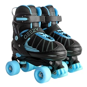 Adjustable Black & Blue Large Roller Skates with 4 Wheels for Boys Girls Kids - Picture 1 of 7