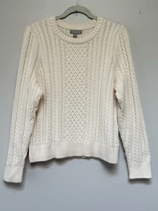 J Crew Womens Cable Knit Sweater XL Off White Cozy Cotton - Picture 1 of 7