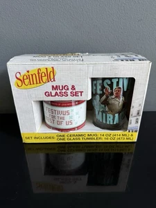 NEW Seinfeld FESTIVUS Mug & Glass Set Brand New In Box Never Used 90s Sitcom VTG - Picture 1 of 5