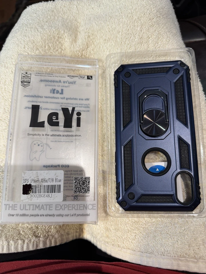 LeYi iPHONE 6/6s/7/8 Phone Case~NAVY BLUE/BLACK ~Military Grade Protection - Image 1 of 1