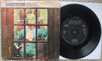 David Bowie - Rebel Rebel / Queen Bitch - EX- Lifetimes 45 + PS - BOW 514 - Image 1 of 2