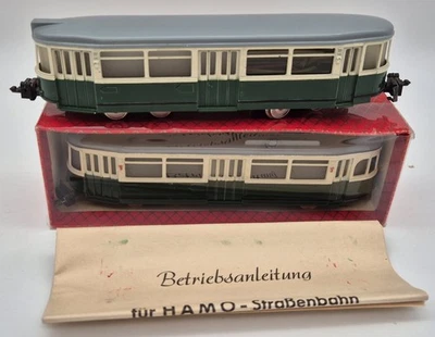 Hamo 1104+1113 Straßenbahn mit Beiwagen, beige/creme / grün, tlw. OVP, Anleitung - Bild 1 von 4