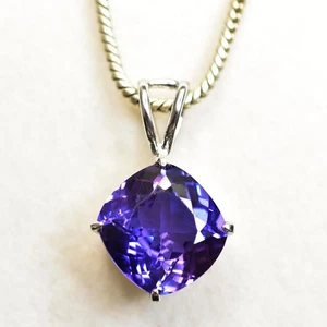 Colgante de plata maciza 925 con piedras preciosas sueltas de zafiro azul certificado natural de 29 quilates - Imagen 1 de 7