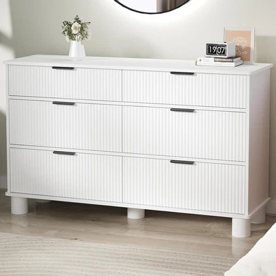 6 Drawers Dresser for Bedroom Farmhouse Modern Wooden Dresser,Storage Organizer - Image 1 of 4