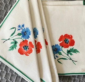 Set 6 tovaglioli da pranzo vintage in lino disegno floreale nuovi con etichetta - Foto 1 di 3