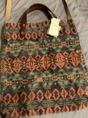 NUEVO CON ETIQUETAS RRL Ralph Lauren Southwestern Hombre’s Market Bolso de Yute Grande 2 Bolsillos  Foto 1 de 4