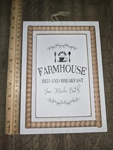 Home Decor Farmhouse Bed Breakfast You Make Both Picture Sign Plaque Farm Wooden - Picture 1 of 1