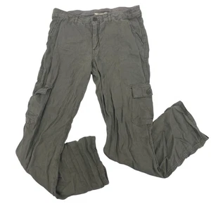 Pantalone Sundance Taglia 10 Verde 100% Lino Cargo Bohemien Relax REGOLABILE - Foto 1 di 10