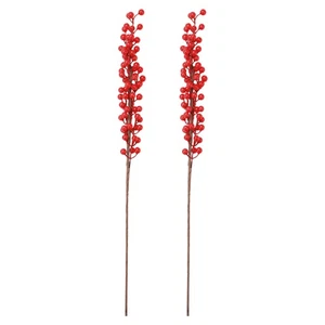 Steli Artificiali di Bacche Rosse, Confezione da 2 Rami di Bacche di Agrifoglio Bacche Picks, Stile 5 - Foto 1 di 6